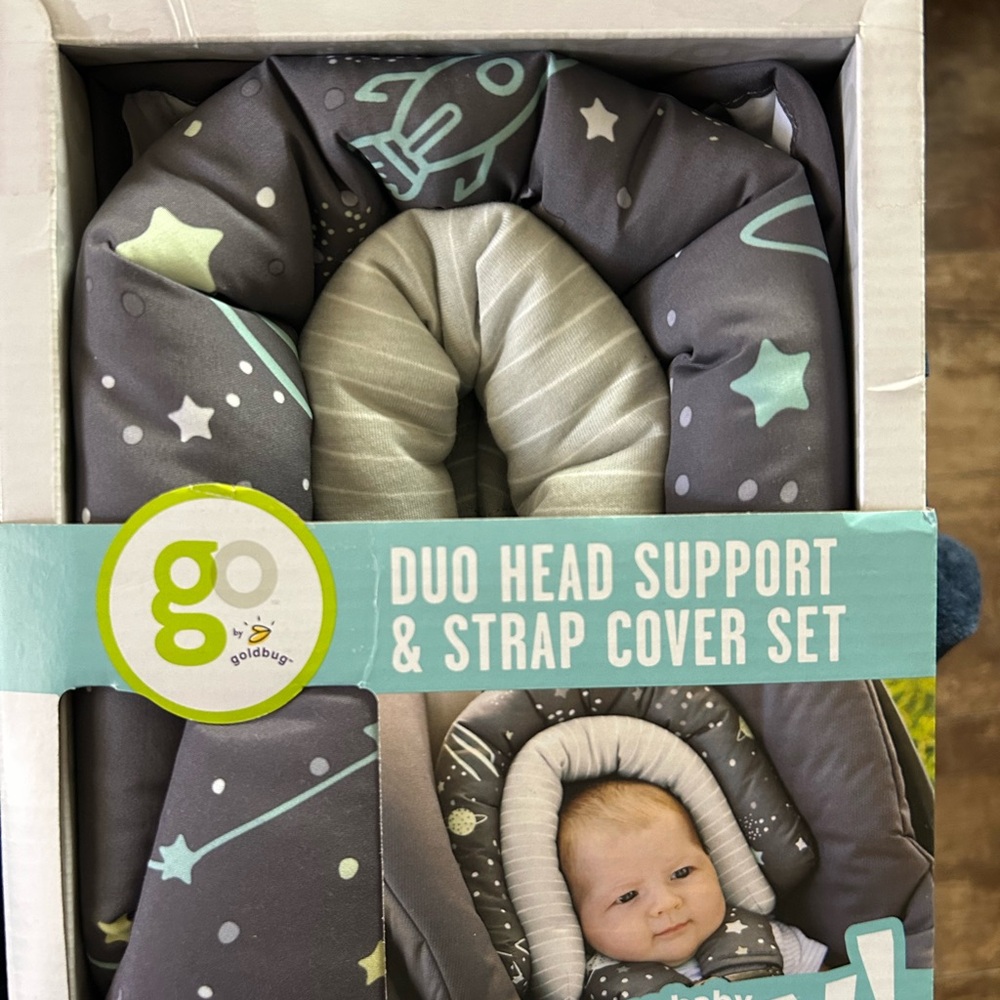 Go by Goldbug Duo Head Support & Strap Cover Set - Gray and Green